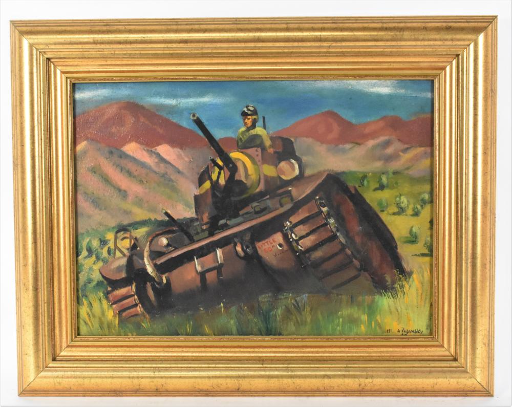 Appraisal: Little Ed Tank Painting Signed CPL A Polansky lower right