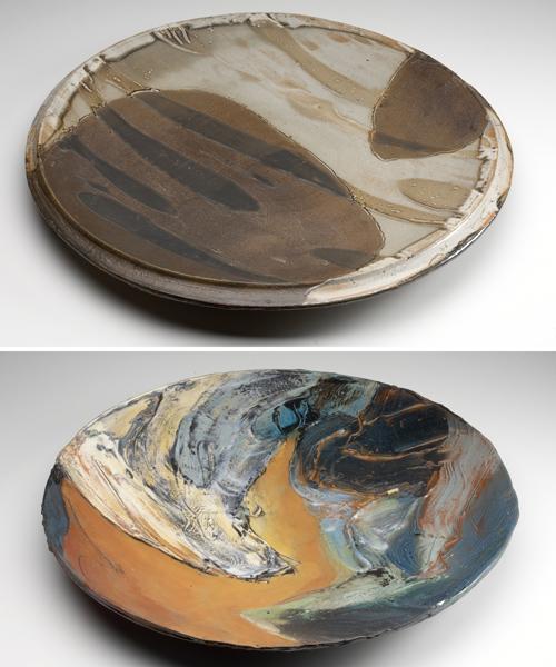 Appraisal: SUZANNE STEPHENSON AND ROBERT FORBES Two massive stoneware chargers Wave