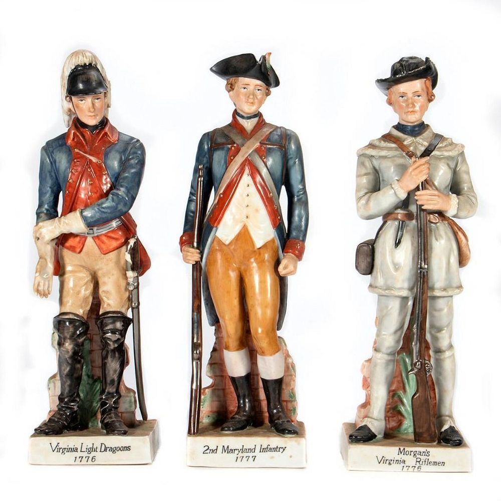 Appraisal: Candrea Painted Porcelain Military Figures Depicting three American Revolutionary soldiers