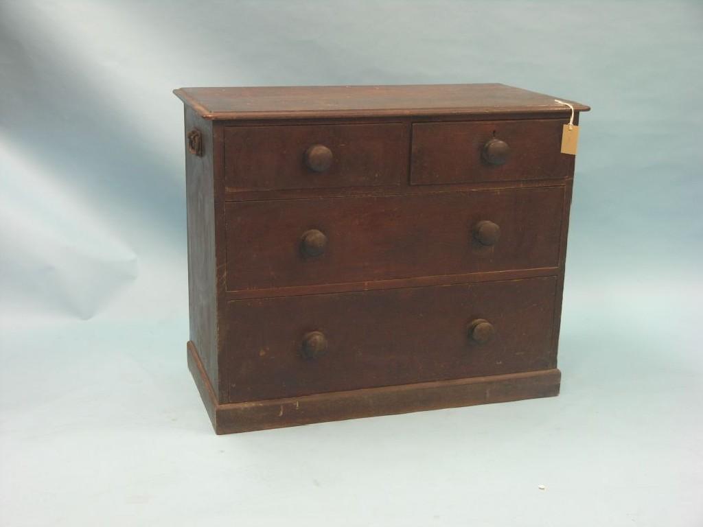 Appraisal: A Victorian dark-stained pine chest two short and two long