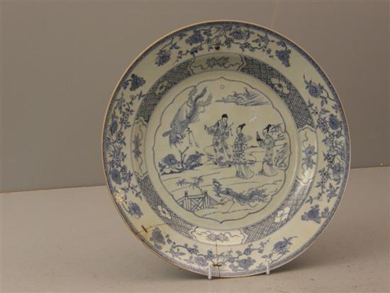 Appraisal: th century Chinese blue and white porcelain charger painted with