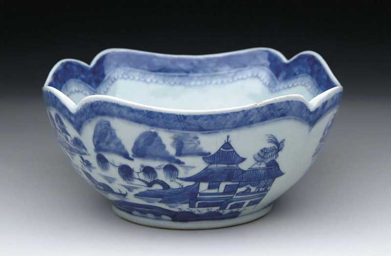 Appraisal: BLUE AND WHITE CANTON SQUARE SHAPED BOWL Square bowl with