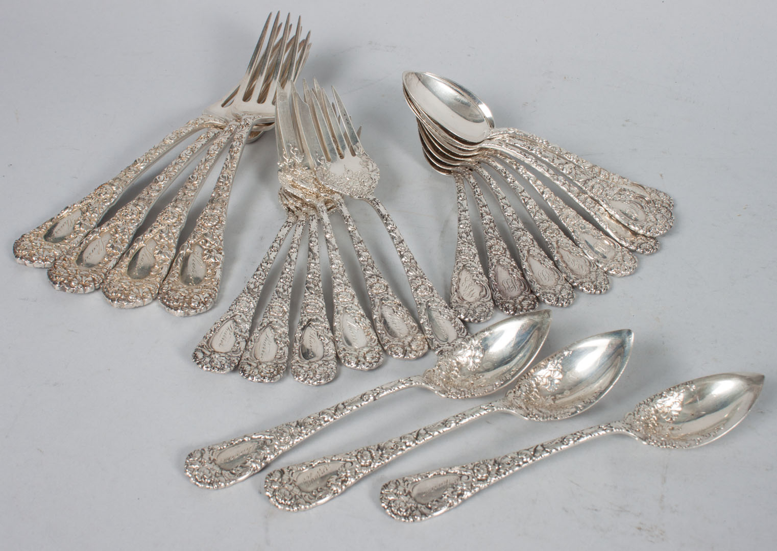 Appraisal: Durgin Chrysanthemum sterling partial flatware comprising pieces including forks in