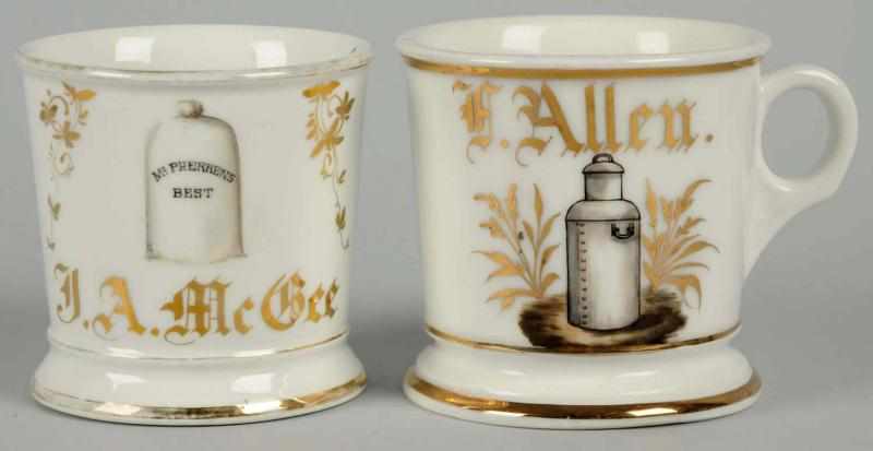 Appraisal: Lot of Shaving Mugs Includes one milkman mug with gilt