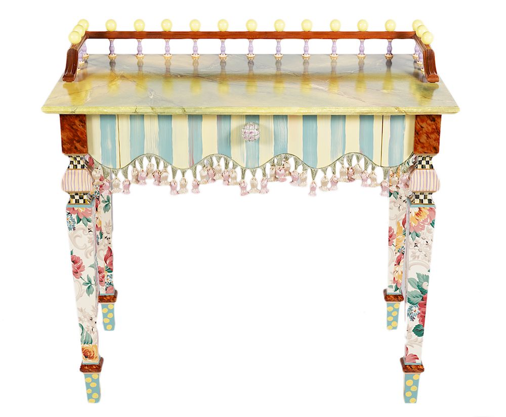 Appraisal: MacKenzie Childs One Drawer Writing Desk Vanity MacKenzie Childs painted