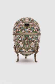 Appraisal: Russian Silver Gilt and Cloisonne Enamel Egg RUSSIAN SILVER GILT