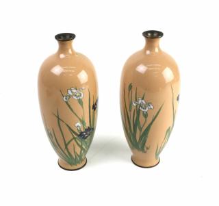 Appraisal: Pair of Meiji Cloisonne Vases Pair of Meiji cloisonne vases