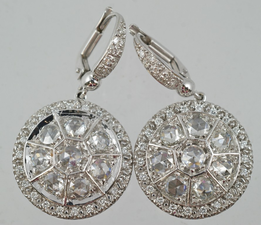 Appraisal: Pr K WG diamond Zoccai diamond earrings each set with