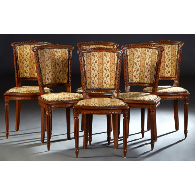 Appraisal: Set of Six French Carved Oak Louis XVI Style Dining