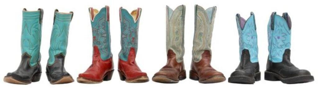 Appraisal: pair Women's leather multicolored cowboy boots all with embroidered accents