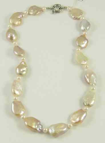 Appraisal: PRINCESS LENGTH PEARL NECKLACE strung with baroque pink pearls and