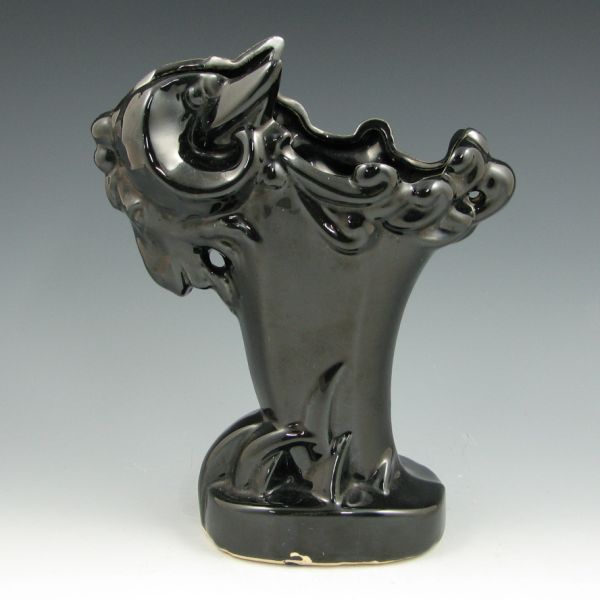 Appraisal: McCoy ram's head vase in black gloss Marked McCoy Mint