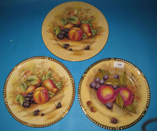 Appraisal: Three Aynsley Cabinet Plates each decorated with a Fruit Design