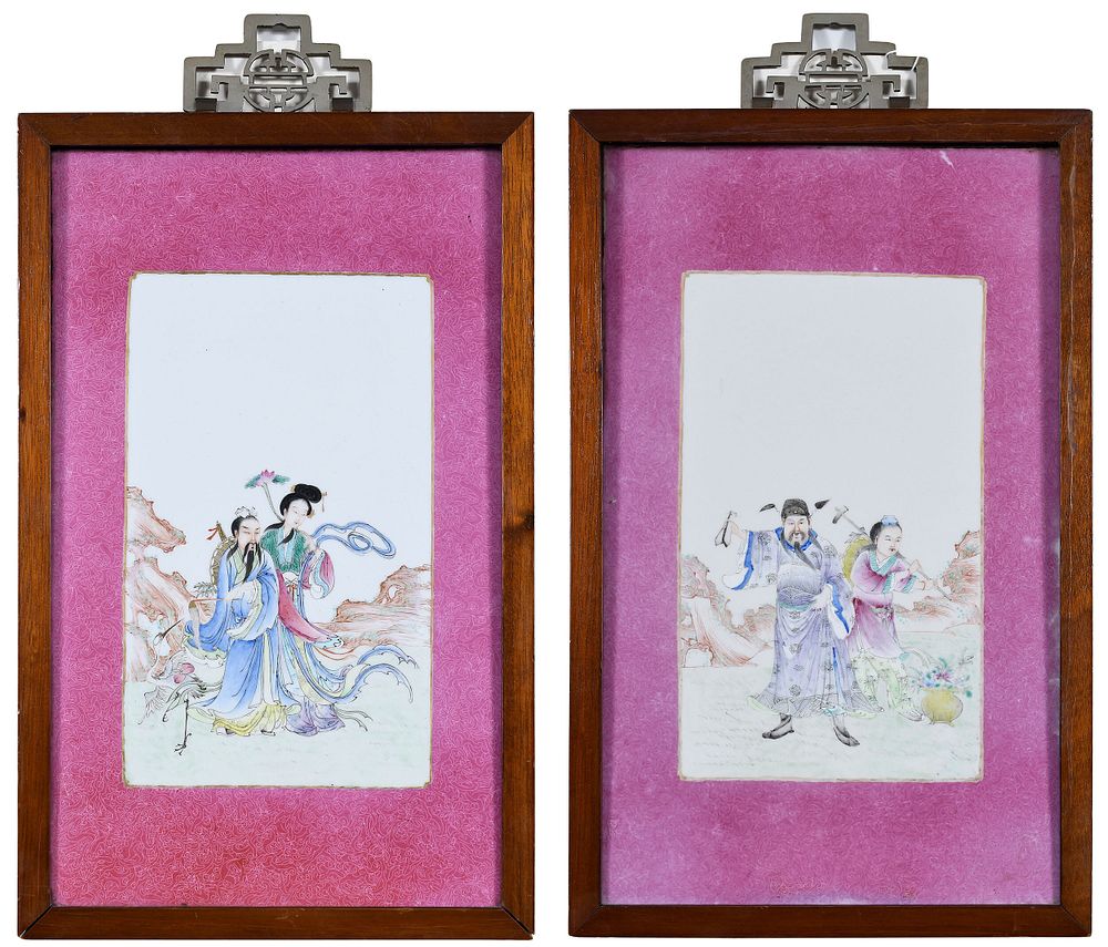 Appraisal: Pair Chinese Famille Rose 'Immortal' Porcelain Plaques probably Republic period