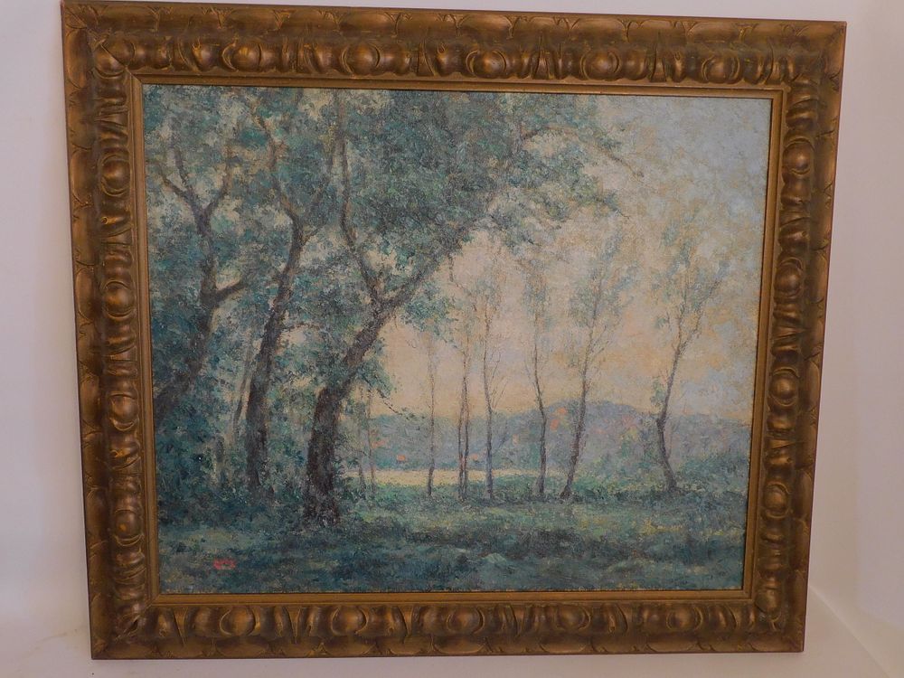 Appraisal: LIBBY SUMMER LANDSCAPE PAINTING Large oil painting of a green