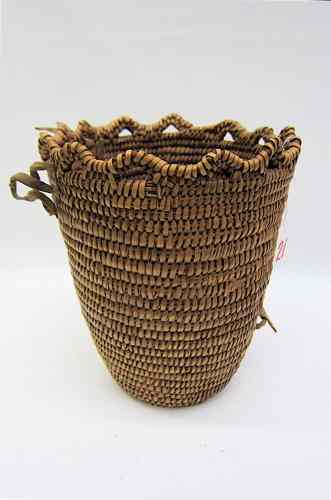 Appraisal: KLICKITAT PAIUTE INDIAN BASKET with looped rim Height '' diameter