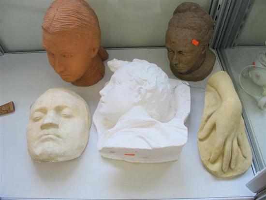 Appraisal: FIVE ASSORTED MOULDED ITEMS INCL TERRACOTTA HEAD ETC