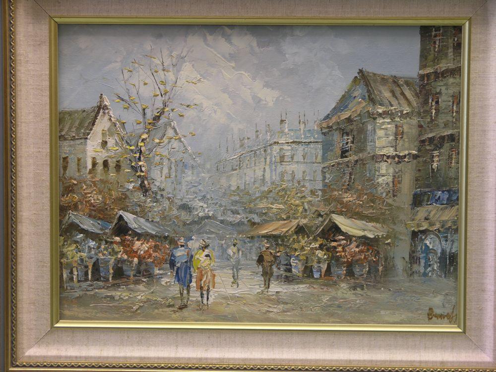 Appraisal: An oil on canvas French street scene in thick impasto