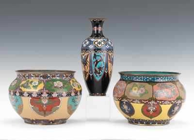 Appraisal: A Lot of Three Chinese Cloisonne Containers Including two similar