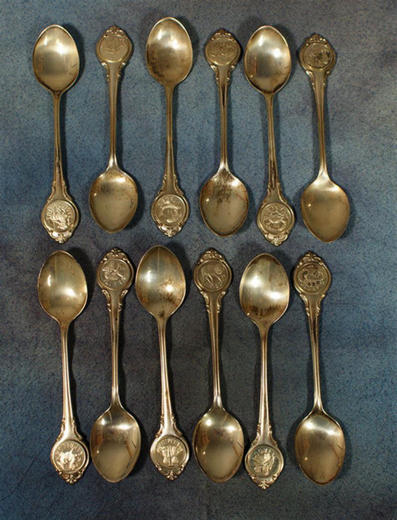 Appraisal: sets of sterling silver Zodiac spoons l TO another English