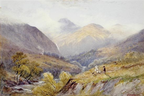 Appraisal: E D O'James Scottish th century HIGHLAND SHEPHERD ALONG A