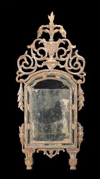 Appraisal: A Venetian Rococo silver gilt mirror early th century crest