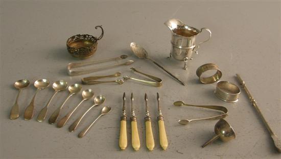 Appraisal: Selection of silver items to include a Georgian sifter spoon