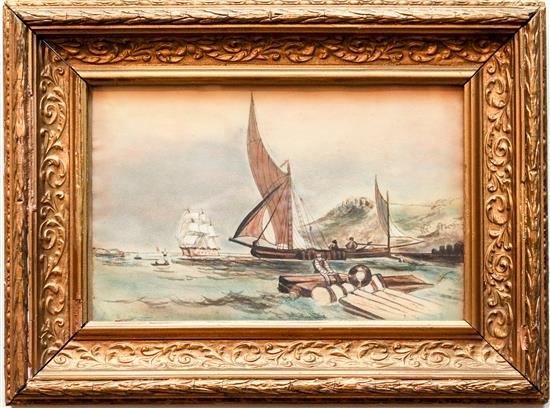 Appraisal: Sale Lot Artist Unknown th century Ships by Shore oil