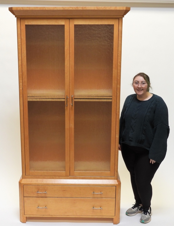 Appraisal: MICHAEL GLOOR BIRDS EYE MAPLE CHINA CABINET Rhode Island th