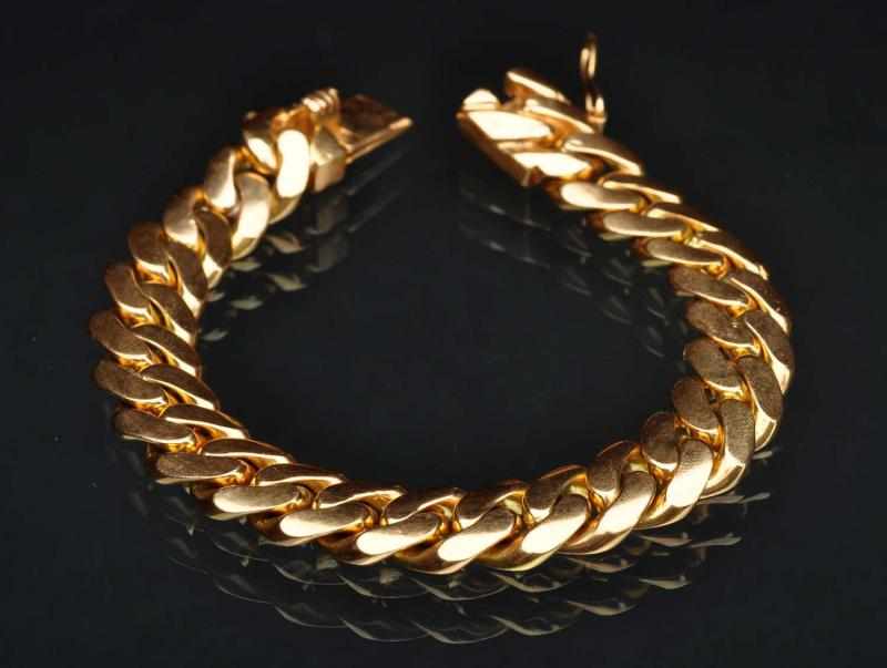 Appraisal: K Y Gold Heavy Men's Link Chain Bracelet Weight grams