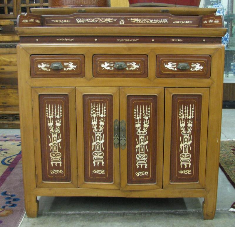 Appraisal: Vintage Chinese Server Cabinet of rosewood and mahogany with bone