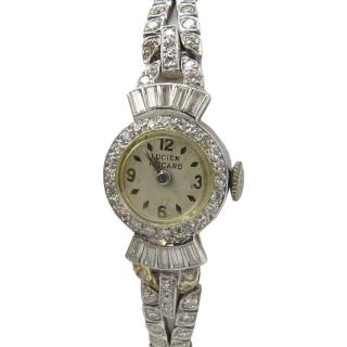 Appraisal: Lady's Vintage Lucien Picard Diamond and Platinum Bracelet Watch with