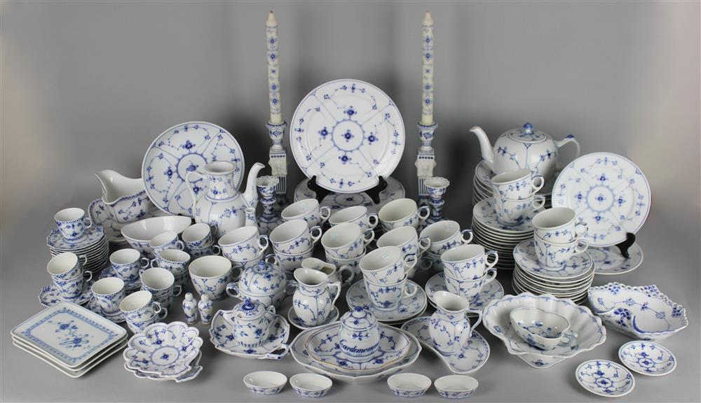 Appraisal: GROUP OF ROYAL COPENHAGEN BLUE FLUTED AND BLUE LACE TEA