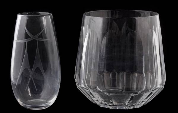 Appraisal: An Orrefors etched glass vase inscribed Orrefors with indistinct numbers