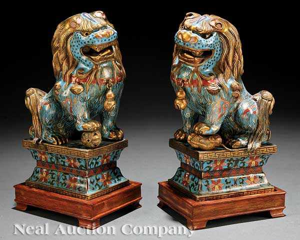 Appraisal: A Pair of Chinese Cloisonn Enamel Buddhist Lions each figure