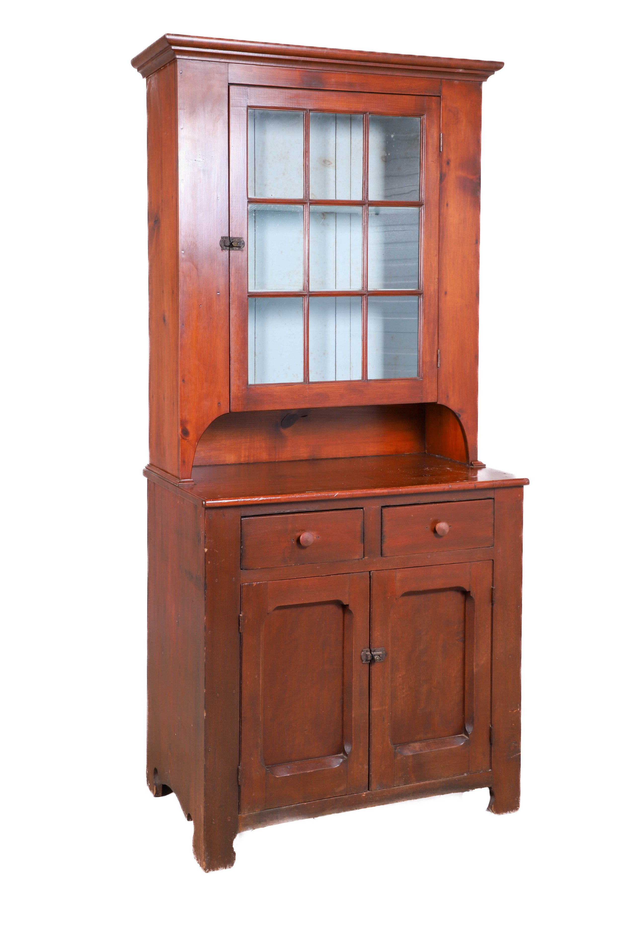 Appraisal: -pc Poplar Wall Cupboard top with single -pane door with