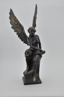 Appraisal: Seated Angel Sculpture After Andre-Vincent Becquerel Cast bronze color metal