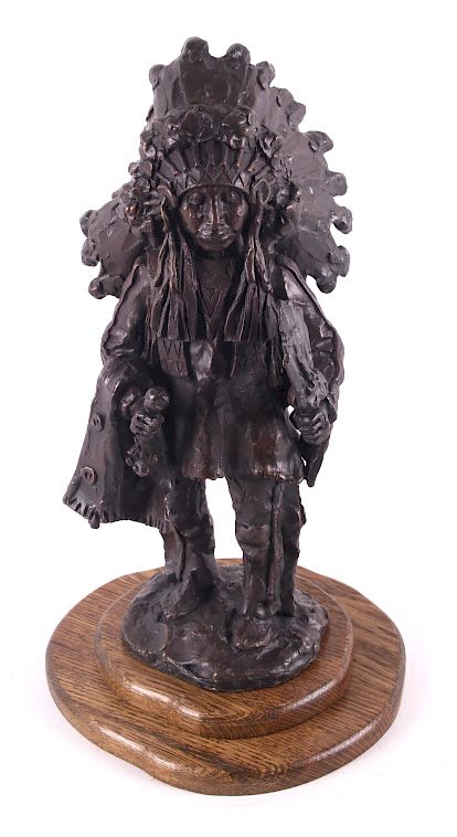 Appraisal: Blackfoot Chief Gary Schildt Bronze Sculpture For your consideration is