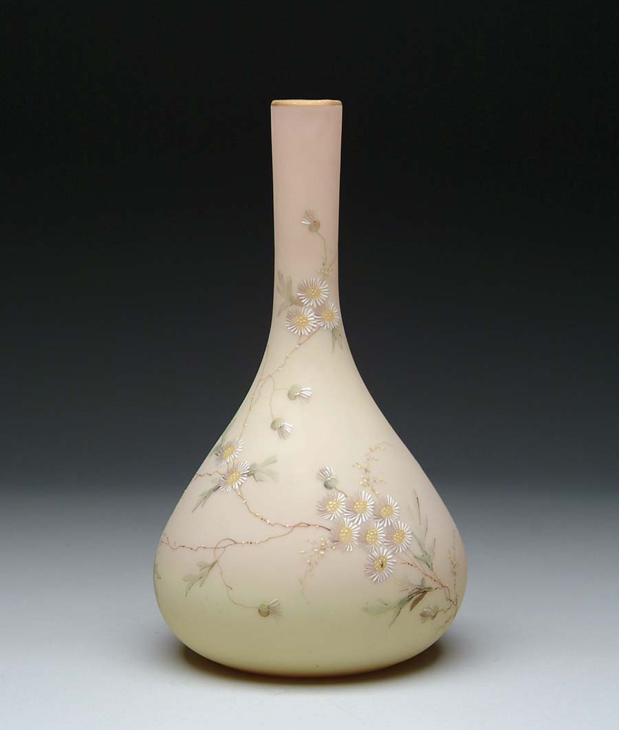 Appraisal: MT WASHINGTON BURMESE VASE Beautiful Mt Washington vase is hand