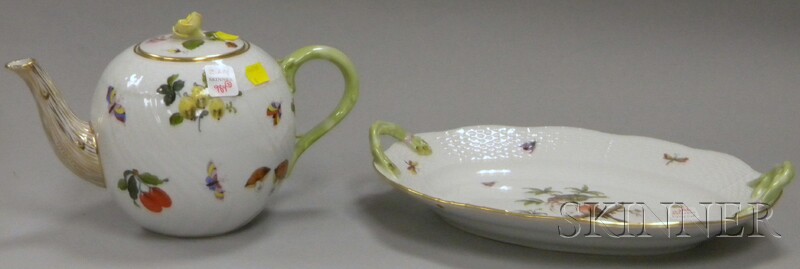 Appraisal: Herend Porcelain Teapot and Oval Platter with Two Handles teapot