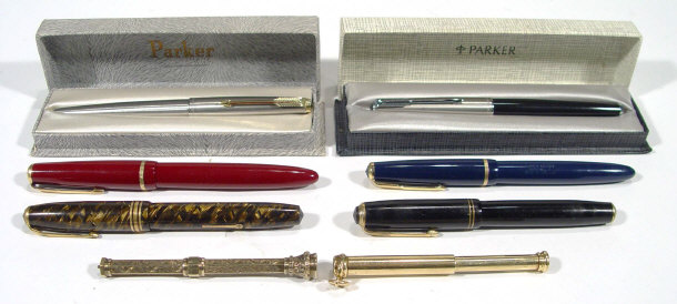 Appraisal: Five Parker pens including a Victory Duofold and Vacumatic also