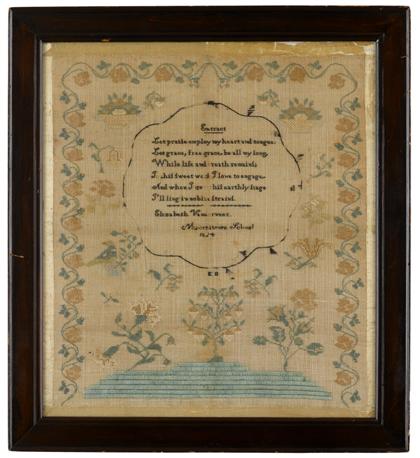 Appraisal: Needlework sampler elizabeth vanderveer moorestown school