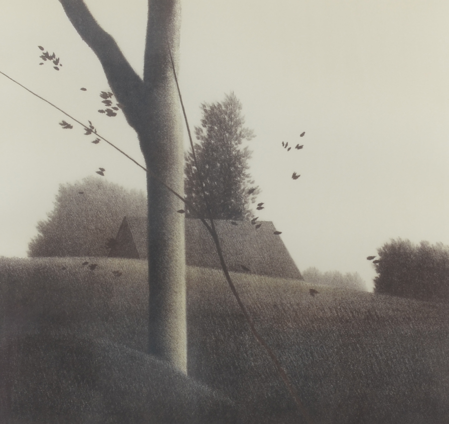 Appraisal: KIPNISS Robert American - Tree in Landscape and Rooftops on