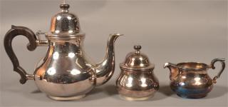 Appraisal: Denmark Sterling Three Piece Tea Service Preben Salomonsen Lyngby Denmark