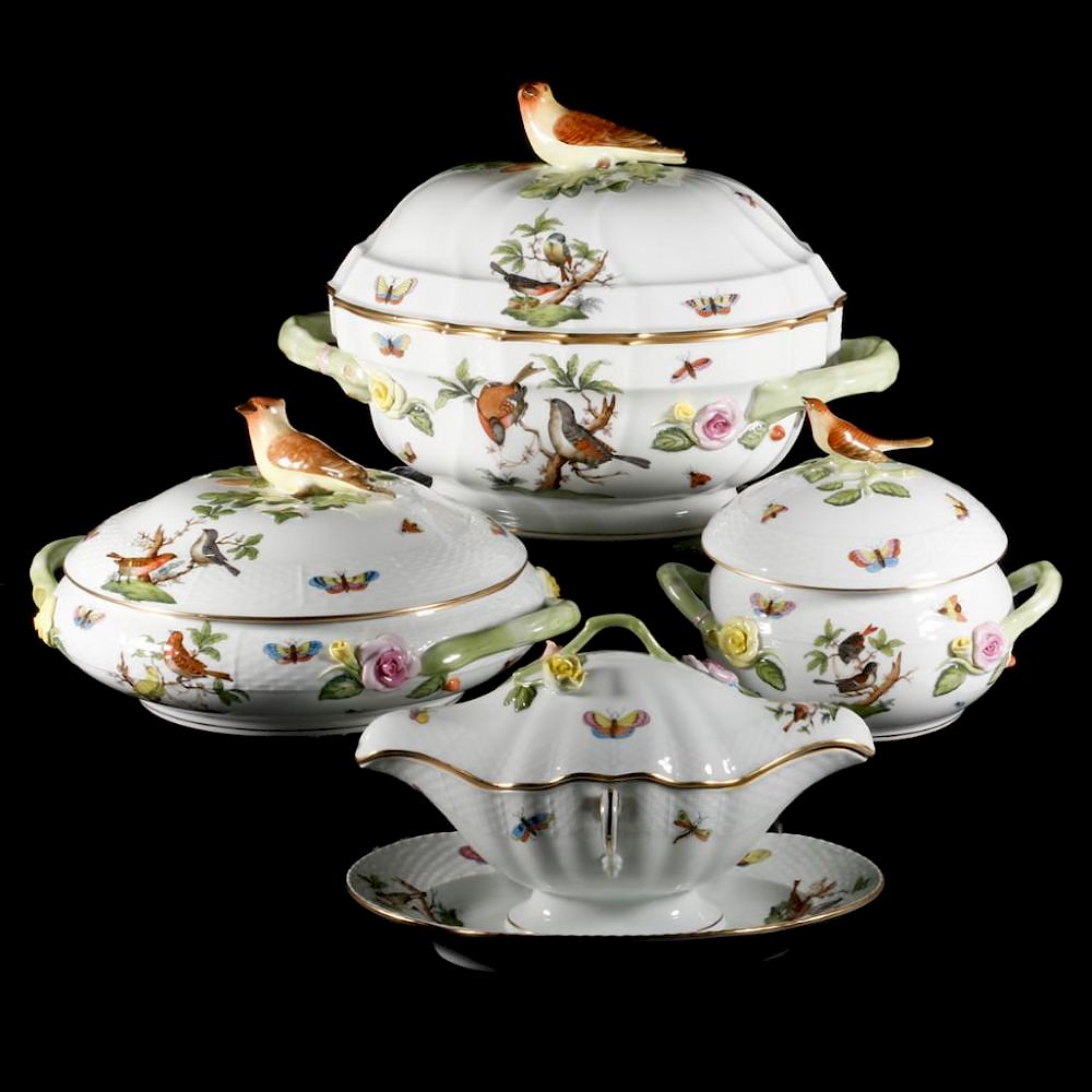 Appraisal: Four Herend serving bowls Four Herend hand painted porcelain covered