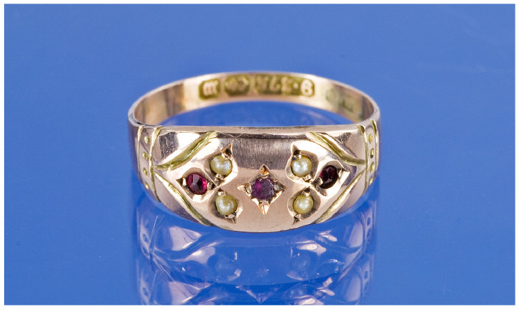 Appraisal: ct Gold Victorian Ring Set With Three Rubies And Four