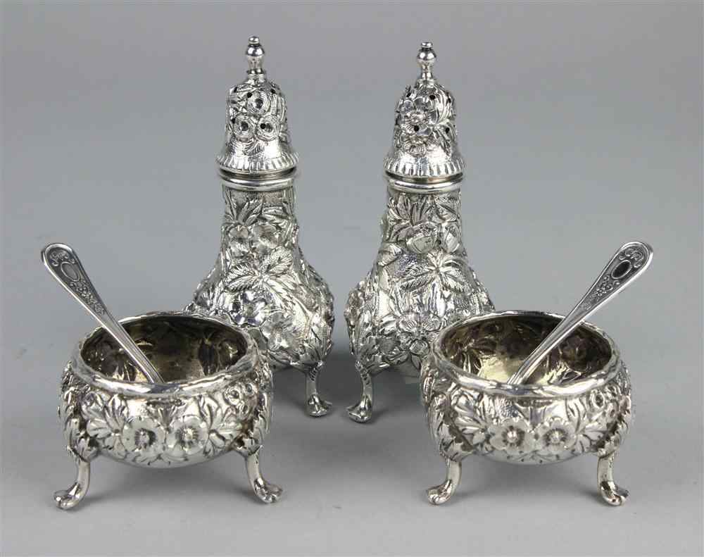 Appraisal: TWO PAIRS OF S KIRK SON CO REPOUSSE SALT AND