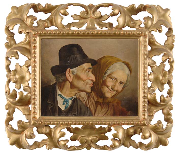 Appraisal: MICHALE RUIZ th Century THE COUPLE Oil on wood panel