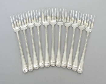 Appraisal: A Set of Eleven Sterling Silver Oyster Forks by Gorham