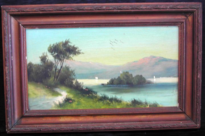 Appraisal: American School Late th Early th Century Lakeside Mountain Landscape